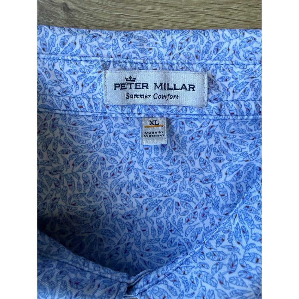 Peter Millar Summer Comfort Polo Shirt Mens Extra Large Blue All Over Print Golf - Picture 2 of 7